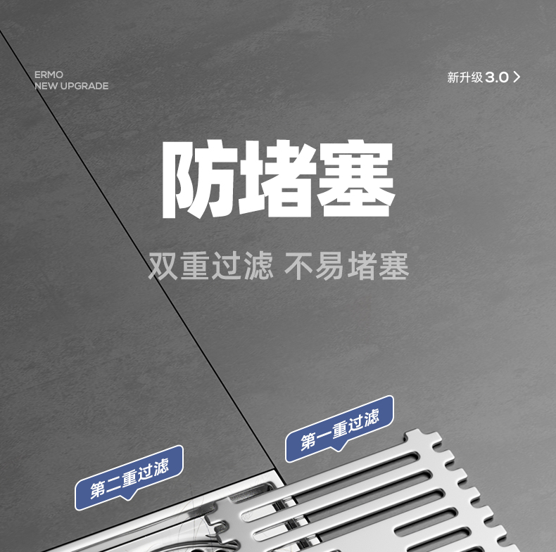 不锈钢加厚卫生间防臭全铜芯浴室淋浴房下水道洗衣机通用