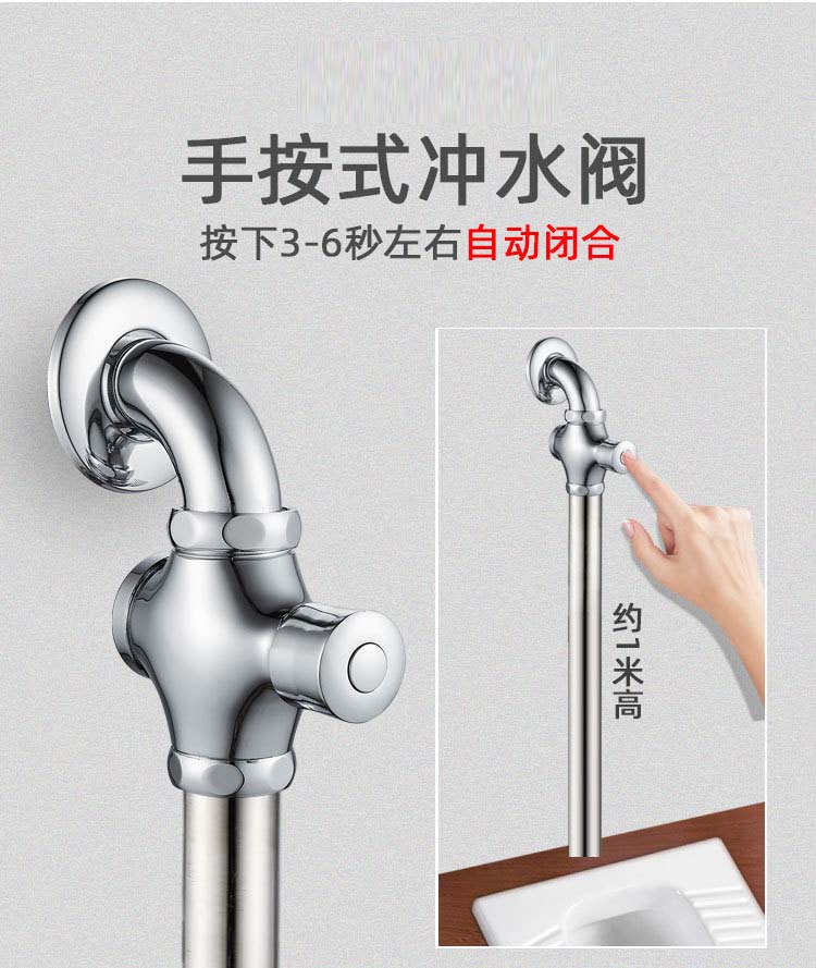 全铜蹲便器冲水阀便池手按式大便冲洗阀门厕所卫生间延时阀