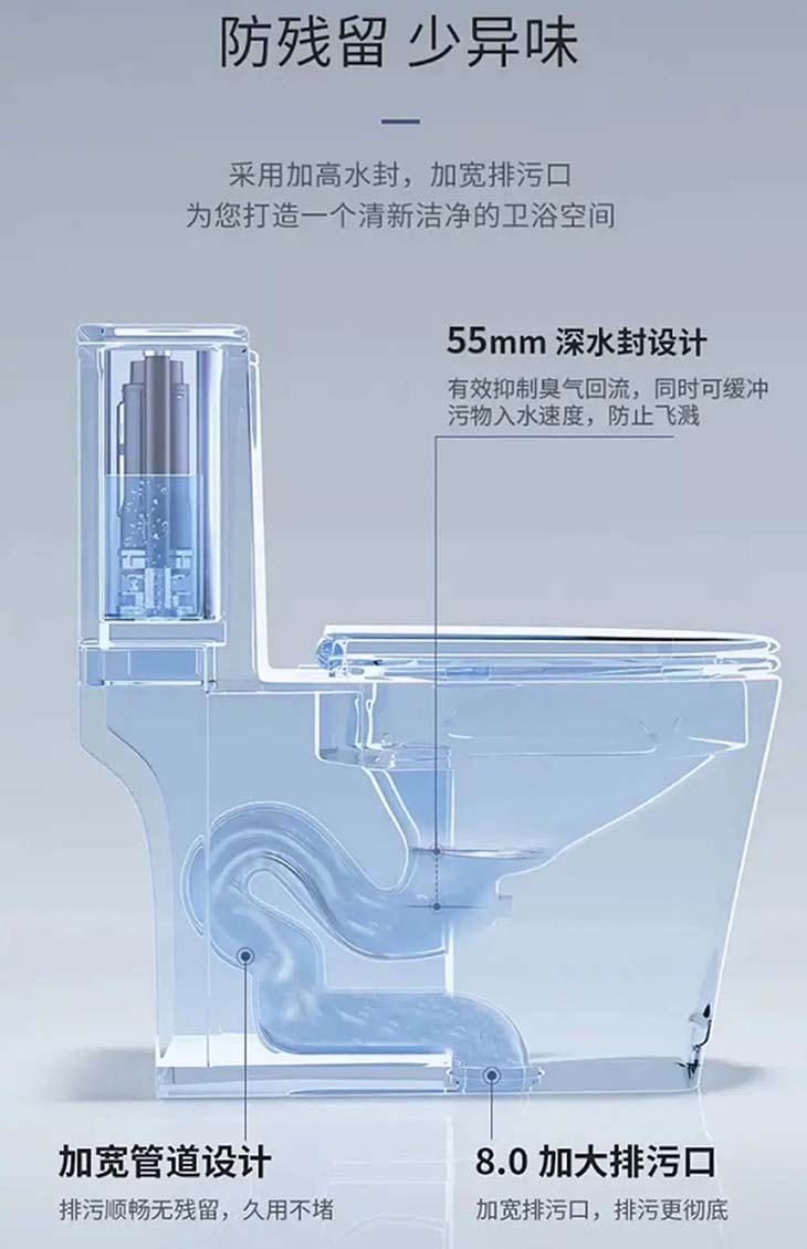 家用马桶坐便器防臭虹吸连体宾馆出租房陶瓷酒店大口径工程